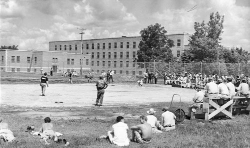 Headingley Jail, July 20, 1956.  Scanned from photograph.  New playing field.