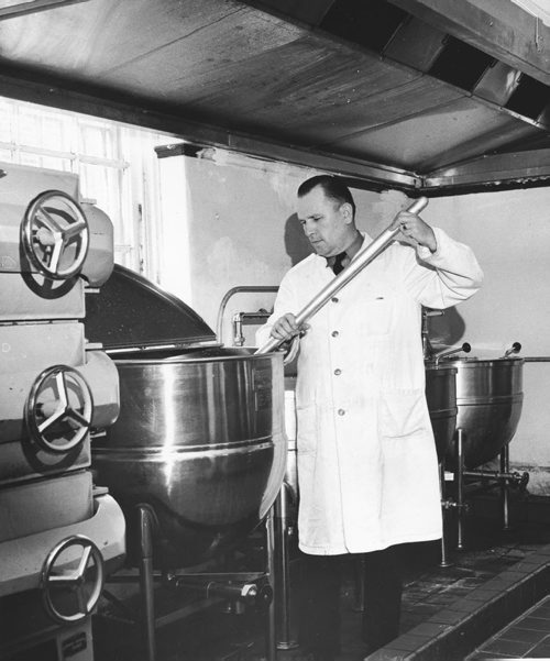 Headingley Jail, July 20, 1956.  Scanned from photograph.  New Stainless steel cooking cauldrons.