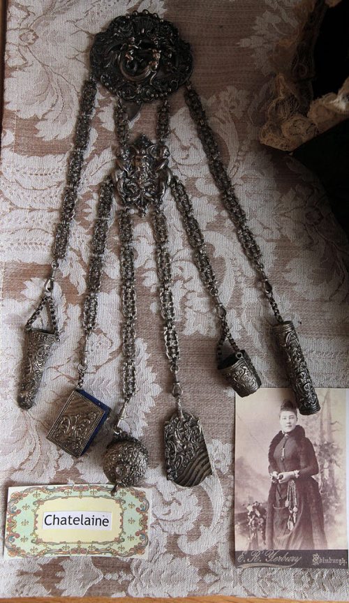PHIL HOSSACK / WINNIPEG FREE PRESS THREADS - Victorian Fashion at Dalnavert House. A "Chateliane, worn on a seamstress's belt carried tools of the trade..  See story. April 28, 2016