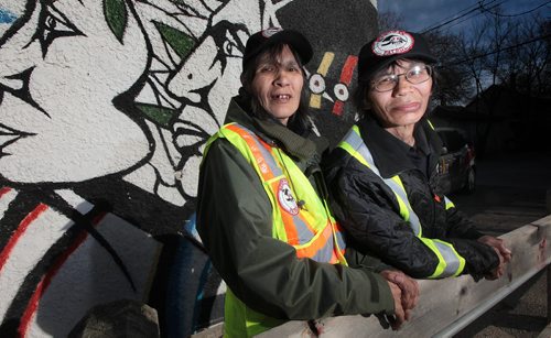 PHIL HOSSACK / WINNIPEG FREE PRESS BEAR CLAN - Fred Thomas and Norma Peters, a couple, work and patrol with the Bear Clan Patrol. See Alex Paul's story.  April 28, 2016