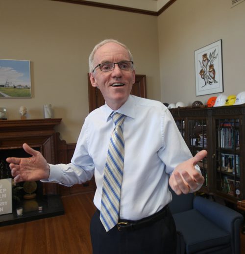 JOE BRYKSA / WINNIPEG FREE PRESS    NDP outgoing MLA Steve Ashton reflects on 35 years politics in Manitoba in his office Friday afternoon- Ashton was defeated in the recent Apr 19 election in the constituency of Thompson, Apr 25 , 2016.(SeeLarry Kusch story)
