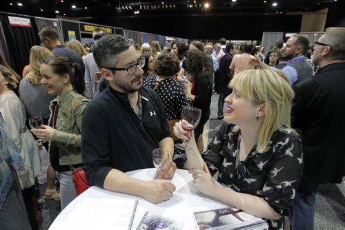 BORIS MINKEVICH / WINNIPEG FREE PRESS Wine Festival 2016 - Matt and Natalie Pescitelli hired a babysitter and took the night out on a wine date at the RBC Convention Centre wine tasting event. April 29, 2016