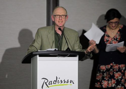 BORIS MINKEVICH / WINNIPEG FREE PRESS Manitoba Book Awards at the Radisson Downtown. Morley Walker gets the Lifetime achievement award.  April 30, 2016