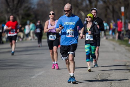MIKE DEAL / WINNIPEG FREE PRESS Participants in the 12th annual Winnipeg Police Half Marathon, 2-person relay and 5K race raising money for the Canadian Cancer Society in support of brain cancer research. 160501 - Sunday, May 01, 2016