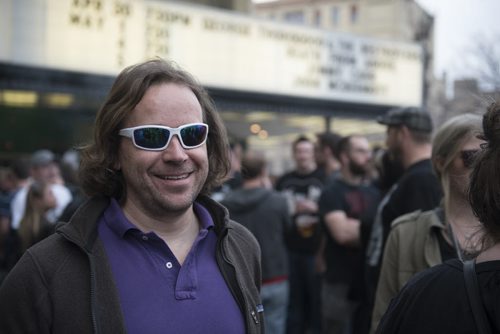 DAVID LIPNOWSKI / WINNIPEG FREE PRESS  Rob Hester photographed in the beer gardens at the Burton Cummings Theatre prior to Eagles Of Death Metal Sunday May 1, 2016.