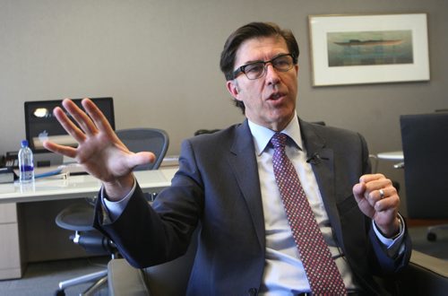 WAYNE GLOWACKI / WINNIPEG FREE PRESS   Jay Forbes, president and CEO for Manitoba Telecom in his office in the MTS Building at 333 Main Street. Martin Cash story.May 2 2016