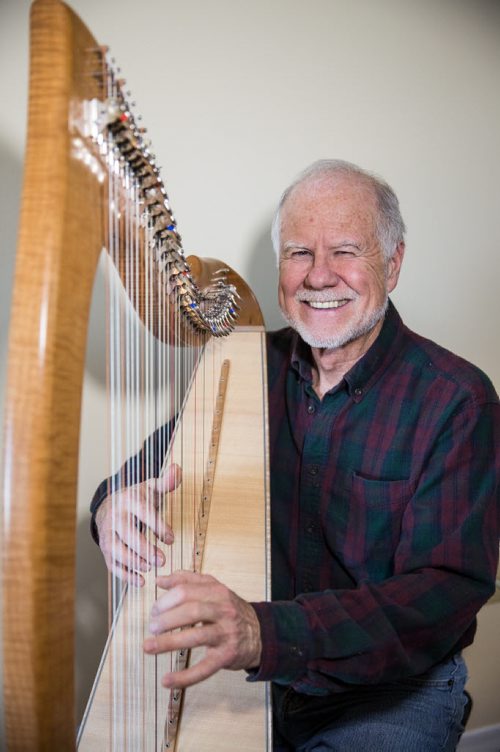 MIKE DEAL / WINNIPEG FREE PRESS Larry Fisher, a Winnipegger who makes what are considered to be the the best Irish harps in the world. Professional players from all over the world order their instruments from Larry, who builds them in his workshop. 160412 - Tuesday, April 12, 2016