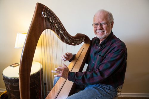 MIKE DEAL / WINNIPEG FREE PRESS Larry Fisher, a Winnipegger who makes what are considered to be the the best Irish harps in the world. Professional players from all over the world order their instruments from Larry, who builds them in his workshop. 160412 - Tuesday, April 12, 2016