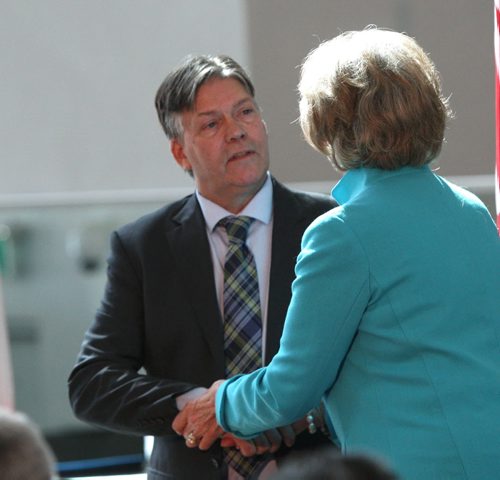 WAYNE GLOWACKI / WINNIPEG FREE PRESS   Ian Wishart,  (MLA for Portage la Prairie)  Minister of Education and Training  with Lt. Gov. Janice Filmon at his swearing-in ceremony held in the Garden of Contemplation in the Canadian Museum for Human Rights on Tuesday. Nick Martin, Dan Lett, Larry Kusch stories    May3  2016
