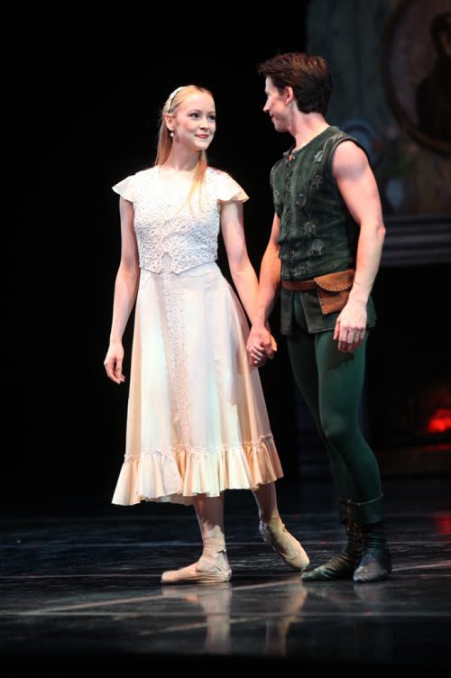 RUTH BONNEVILLE / WINNIPEG FREE PRESS    ENT: Dmitri Dovogoselets performing the role of Peter Pan and Elezabeth Lamont performing role of Wendy, dance a selection of the upcoming show for the media Tuesday afternoon at the Centennial  Concert Hall.   May 03, , 2016