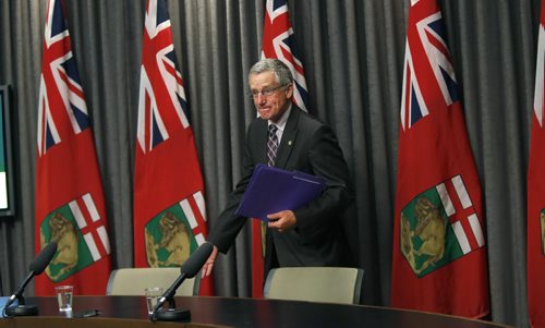 WAYNE GLOWACKI / WINNIPEG FREE PRESS    Infrastructure Minister Blaine Pedersen arrives in the press room Wednesday in the Manitoba Legislative Building for his first press conference.  He was joined by Gary Friesen, Fire Program Manager with the Manitoba Government  to give an update on Manitoba wildfires.   Kristin Annable  story.     May 4  2016