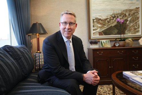 RUTH BONNEVILLE / WINNIPEG FREE PRESS  The Great-West Life Assurance Company CEO Paul Mahon in his office Thursday after annual AGM.    May 05, , 2016