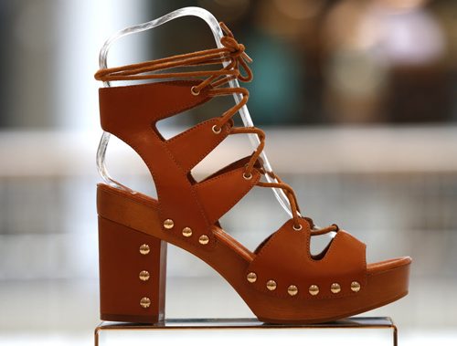 WAYNE GLOWACKI / WINNIPEG FREE PRESS    49.8 - threads - fashion  Summer shoes at  Browns Shoes in the Polo Park Shopping Centre. This is  platform gladiator style sandal, part of the Wishbone Collection.  Connie Tamoto  story.     May 5  2016