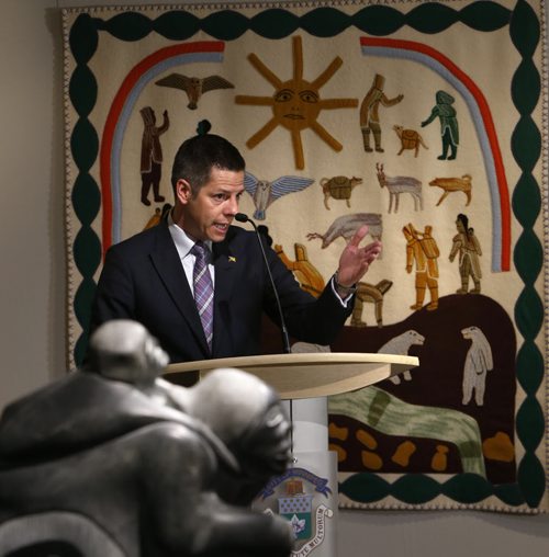 WAYNE GLOWACKI / WINNIPEG FREE PRESS    Mayor Brian Bowman announced Friday the City of Winnipeg is investing $1 million a year over the next five years totalling $5 million in support of the Winnipeg Art Gallerys Inuit Art Centre. The building  will be built by the gallery at St. Mary Ave. and Memorial Blvd.  see release  story.     May 6  2016