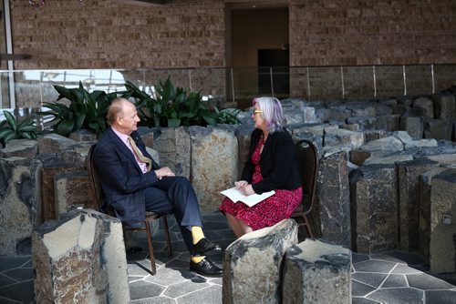 MIKE DEAL / WINNIPEG FREE PRESS  John Ralston Saul during an interview with the Winnipeg Free Press before a citizenship ceremony at the Canadian Museum for Human Rights Monday morning.   160509 Monday, May 09, 2016