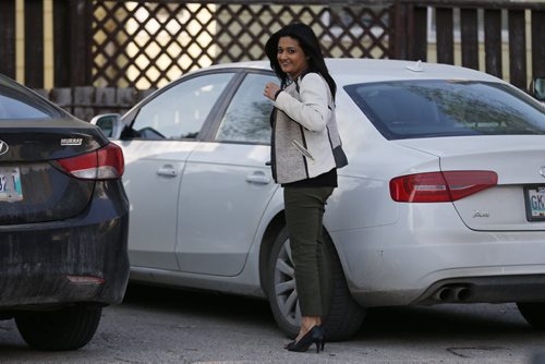 JOHN WOODS / WINNIPEG FREE PRESS Provincial Liberal leader Rana Bokhari, who has been avoiding media, is photographed going into a candidates meeting, and what some are describing as a provincial meeting, at party headquarters Monday, May 9, 2016.