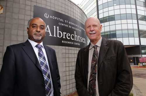 BORIS MINKEVICH / WINNIPEG FREE PRESS For story on recent successes at the St. B. Hospital research centre. Dr. Bram Ramjiawan, PhD. Director of Research for the Asper Clinical Research Institute Director of Research Innovation and Regulatory Affairs and Dr. Grant Pierce, executive director of the research centre. May 10, 2016.