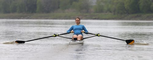 WAYNE GLOWACKI / WINNIPEG FREE PRESS  49.8 Training Basket. Emma Gray, a rower who has been identified as a podium potential athlete. She trains daily at the Winnipeg Rowing Club along the Red River.  Scott Billeck story May 11  2016