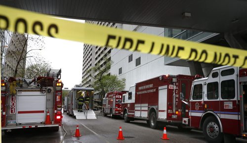 WAYNE GLOWACKI / WINNIPEG FREE PRESS   A couple of floors in the Delta Hotel were  evacuated after chemicals were accidentally mixed. The Hazardous Materials Response Unit was in attendance forcing the closure of Hargrave Street at York Ave. to traffic .¤ No injuries were reported.   May 12  2016