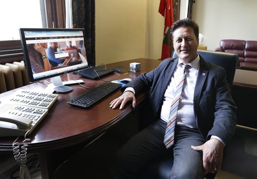 WAYNE GLOWACKI / WINNIPEG FREE PRESS  Ron Schuler, Minister of Crown Services (MLA for St. Paul) in his office. Bart Kives story   May 12  2016