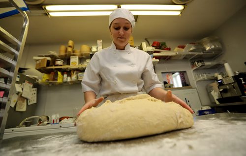 TREVOR HAGAN / WINNIPEG FREE PRESS Erica Brunet, 19, a Baker at La Belle Baguette, preparing to make Danishes, for Bart Kives restaurant review, Saturday, May 14, 2016.