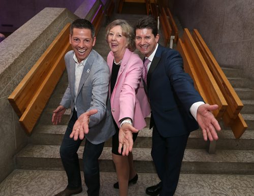 JASON HALSTEAD / WINNIPEG FREE PRESS  L-R: Mayor Brian Bowman, Lt.-Gov. Janice Filmon and John Kearsey (vice-president, external, University of Manitoba) at the University of Manitobas Distinguished Alumni Awards on May 5, 2016, at the Winnipeg Art Gallery. (For Social Page)