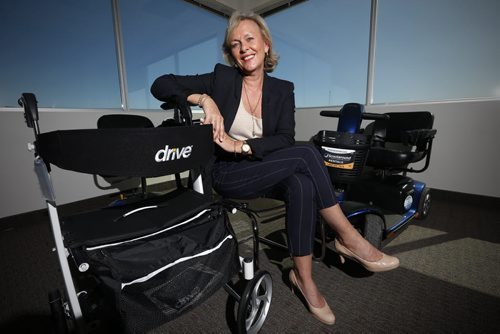 JOHN WOODS / WINNIPEG FREE PRESS Lee Meagher, founder of Scootaround, which supplies mobility equipment  things like scooters, wheelchairs, and walkers  to travelers through 1,500 locations around the world is photographed in their Winnipeg head office Monday, May 16, 2016.  Meagher has been named to Canadas Top 100 Female Entrepreneurs list for 2016.