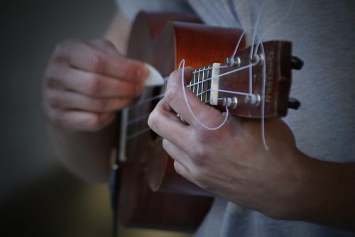 JOHN WOODS / WINNIPEG FREE PRESS Justin performs at Caravan, an open mic event at Old Market Square, Monday, May 16, 2016.