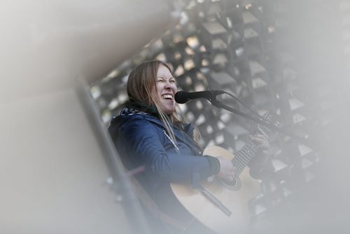 JOHN WOODS / WINNIPEG FREE PRESS Jolene performs at Caravan, an open mic event at Old Market Square, Monday, May 16, 2016.