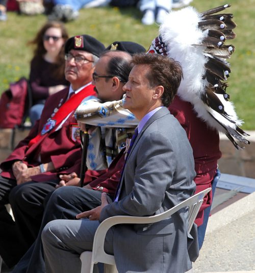 BORIS MINKEVICH / WINNIPEG FREE PRESS PC MLA Ron Schuler sits at the Kick-Off of the 2016 Manito Ahbee Festival at Oodena Circle, The Forks. May 18, 2016.