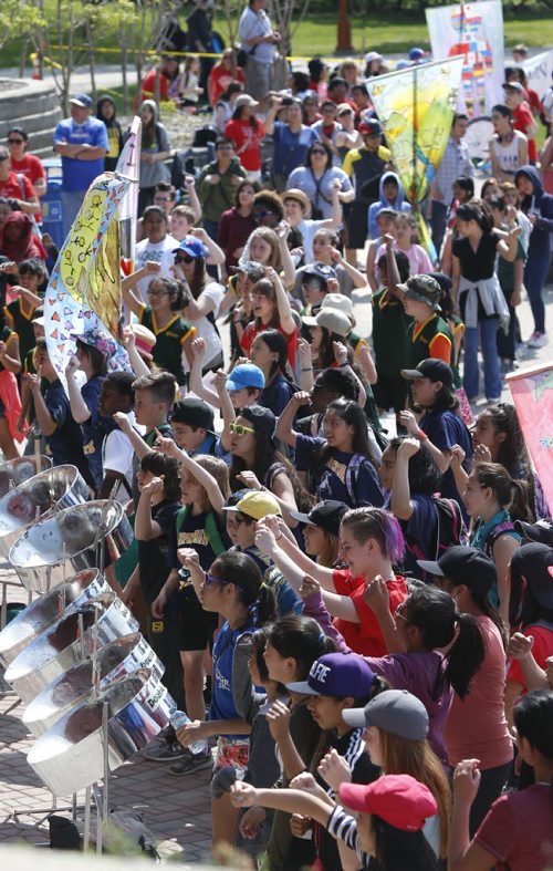 WAYNE GLOWACKI / WINNIPEG FREE PRESS   After 2,000 Winnipeg School Division students took part in their Celebrating Diversity Walk around the Canadian Museum for Human Rights  at Forks Friday they were entertained by choirs and dancers at the  Scotiabank Stage as they celebrated the rich cultures in our city. Scheduled to attend included Mayor Brian Bowman, Kevin Lamoureux, MP and Kevin Chief, MLA . This event was described in their news release as the finale of another successful year of incorporating Everybody has the Right programming into WSDs everyday curriculum and learning.  see release  May 20  2016