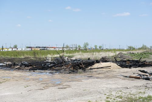 DAVID LIPNOWSKI / WINNIPEG FREE PRESS  Scene of fire at St. Boniface Landscaping near Plessis Rd & Dawson Rd. South Saturday May 21, 2016.