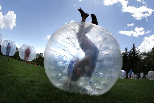 JOHN WOODS / WINNIPEG FREE PRESS Youth from Ma Mawi Wi Chi Itata Centre and three youth centres in Kingston play Bubble Ball in Kildonan Park Monday, May 23, 2016. The youth came together for a week as part of a YMCA youth cultural exchange to expose youth from different parts of the country to eachother.