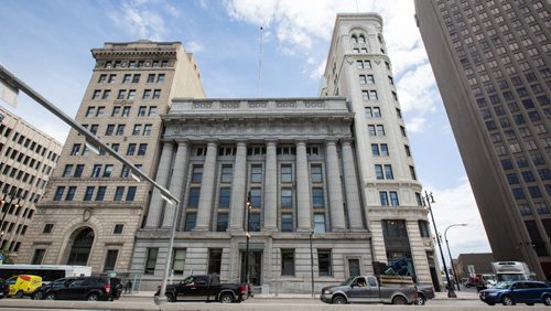 MIKE DEAL / WINNIPEG FREE PRESS The Millennium Centre at 389 Main Street is a heritage building located in the Exchange District. It is the previous home of the Canadian Imperial Bank of Commerce and is now used as an event venue. 160524 - Tuesday, May 24, 2016