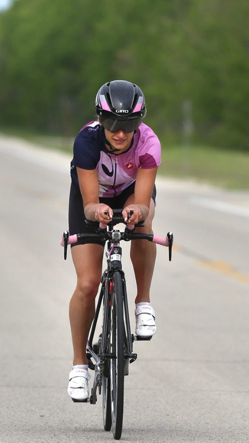 WAYNE GLOWACKI / WINNIPEG FREE PRESS     49.8 Training Basket. Nicole Walker trains for the Ironman Triathlon twice a day. She is cycling  in Birds Hill Provincial Park. Scott Billeck story   May 25   2016