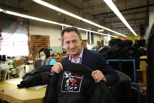 RUTH BONNEVILLE / WINNIPEG FREE PRESS  BIZ - Subject:  Noah Stern, CEO of Outerwear manufacturer, Moose Knuckles, among jackets made at one of several manufacturing plant in Winnipeg.   See Martin Cash story.    May 26,  2016