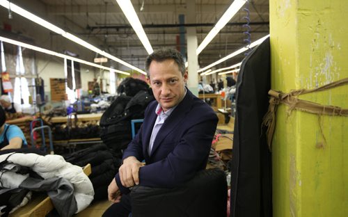 RUTH BONNEVILLE / WINNIPEG FREE PRESS  BIZ - Subject:  Noah Stern, CEO of Outerwear manufacturer, Moose Knuckles, among jackets made at one of several manufacturing plant in Winnipeg.   See Martin Cash story.    May 26,  2016