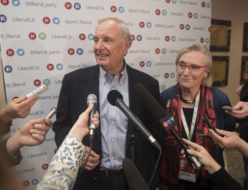 DAVID LIPNOWSKI / WINNIPEG FREE PRESS  21st Prime Minister of Canada, Paul Martin and Indigenous and Northern Affairs Minister Carolyn Bennett speak to media during the opening of the 2016 Liberal Biennial Convention at RBC Convention Centre Thursday May 25, 2016.