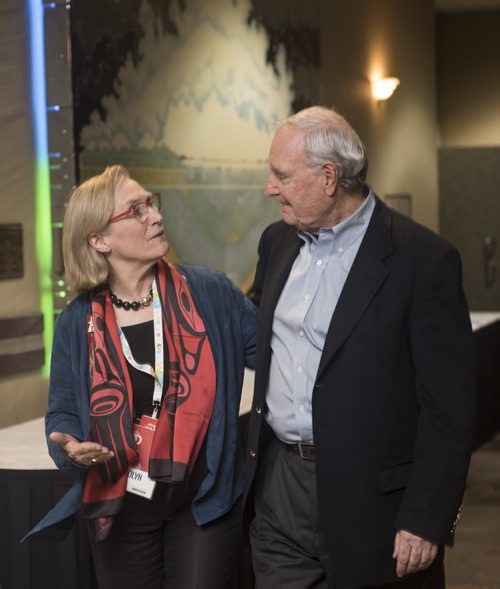 DAVID LIPNOWSKI / WINNIPEG FREE PRESS  21st Prime Minister of Canada, Paul Martin walks with Indigenous and Northern Affairs Minister Carolyn Bennett during the opening of the 2016 Liberal Biennial Convention at RBC Convention Centre Thursday May 25, 2016.