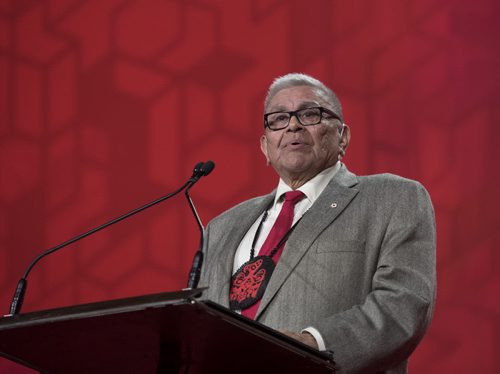 DAVID LIPNOWSKI / WINNIPEG FREE PRESS  Chief Dr. Robert Joseph delivers his Keynote during the opening of the 2016 Liberal Biennial Convention at RBC Convention Centre Thursday May 25, 2016.