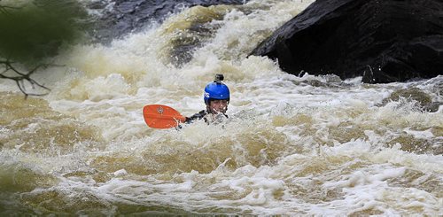 PHIL HOSSACK / WINNIPEG FREE PRESS -  PHOTOSTORY -  Head up, Steve Walker reads the water as he manouvres through the "The Canyon" basically a waterfall sized drop on the Bird River. May 26, 2016