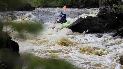 PHIL HOSSACK / WINNIPEG FREE PRESS -  PHOTOSTORY -  Steve Walker enter's the "The Canyon" basically a waterfall sized drop on the Bird River. May 26, 2016