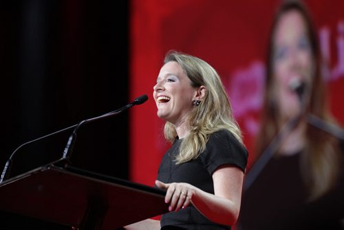 RUTH BONNEVILLE / WINNIPEG FREE PRESS  Liberal convention Photos of 2015 Liberal co-chair Katie Telford speaking at the Convention Centre Friday during the Liberal convention.    May 27,  2016