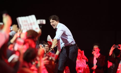 RUTH BONNEVILLE / WINNIPEG FREE PRESS  The Right Honorable Justin Trudeau shakes hands as he makes his way to the podium to give the Keynote Address at Liberal Convention at The RBC Convention Centre in Winnipeg Saturday.    May 28, , 2016
