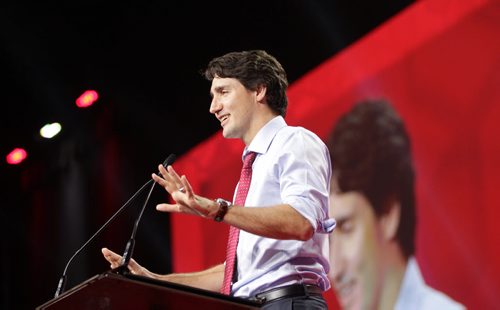 RUTH BONNEVILLE / WINNIPEG FREE PRESS  The Right Honorable Justin Trudeau gives the Keynote Address at Liberal Convention at The RBC Convention Centre in Winnipeg Saturday.    May 28, , 2016