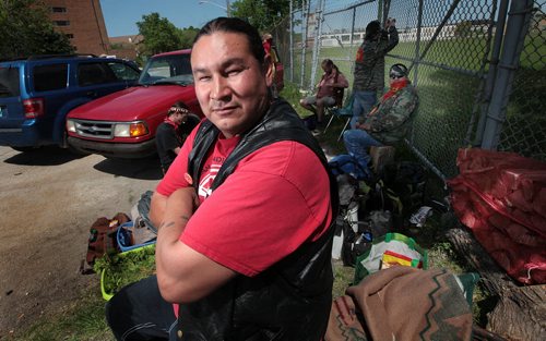 PHIL HOSSACK / WINNIPEG FREE PRESS -  Kylo Prince, a Long Plain FN member who lives in Wpg and is one of 4 peaceful protestors planning to hold sweats and sacred ceremonies at Kapyong. Theyve been there since Sunday night.See Carol Sanders story.  May 30, 2016