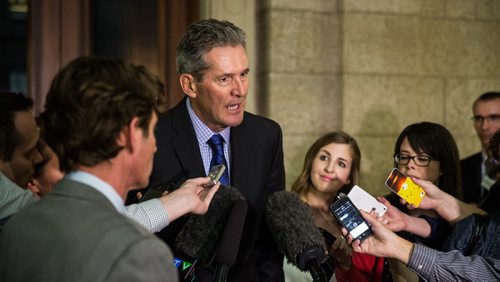 MIKE DEAL / WINNIPEG FREE PRESS Premier Brian Pallister talks about the release of his new governments first budget in the Manitoba Legislature Tuesday afternoon. 160531 - Tuesday, May 31, 2016