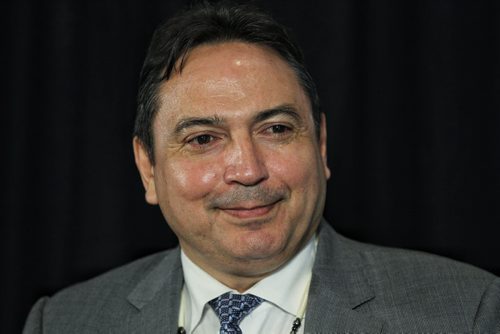MIKE DEAL / WINNIPEG FREE PRESS  AFN chief Perry Bellegarde in the News Café for a livestreamed interview with reporter Dan Lett Wednesday morning.   160601 Wednesday, June 01, 2016