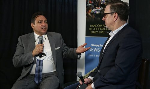 MIKE DEAL / WINNIPEG FREE PRESS  AFN chief Perry Bellegarde in the News Café for a livestreamed interview with reporter Dan Lett Wednesday morning.   160601 Wednesday, June 01, 2016