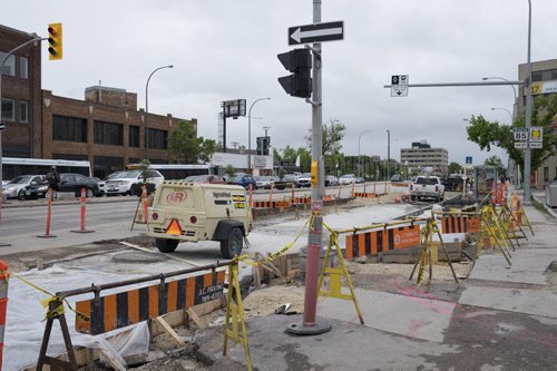 ZACHARY PRONG / WINNIPEG FREE PRESS  Business owners and customers have been frustrated by constant construction on Portage Ave. June 1, 2016.